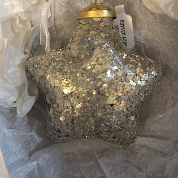 New Anthropologie Holiday Christmas Sparkling Star Glass Ornament Gold Anthro - Picture 6 of 7